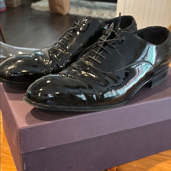 Men's Prada Black Patent Leather Tuxedo Shoes - Picture 1 of 8